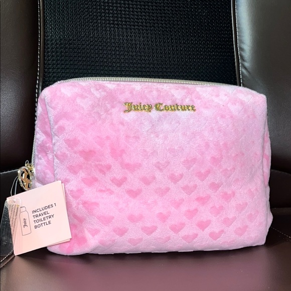 Juicy Couture Handbags - Juicy Couture Pink Heart-Patterned Travel Cosmetic Bag